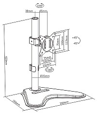 BRATECK βάση γραφείου LDT66-T01 για οθόνη 17-32, έως 9kg LDT66-T01