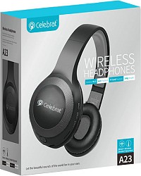 CELEBRAT headphones με μικρόφωνο A23-ΒΚ, bluetooth, 40mm, μαύρο A23-BK