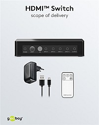 GOOBAY HDMI switch 58489 με τηλεχειριστήριο, 4 σε 1, 4K/60Hz, μαύρο 58489