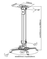 BRATECK βάση projector οροφής PRB-18M, 13.5kg PRB-18M