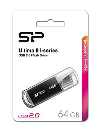 SILICON POWER USB Flash Drive Ultima II-I, 64GB, USB 2.0, μαύρο SP064GBUF2M01V1K