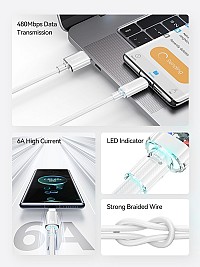 USAMS καλώδιο USB-C σε USB US-SJ658, 66W, 480Mbps, 1.2m, λευκό SJ658USB02