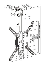 BRATECK βάση οροφής LCD-CM344 για τηλεόραση 23-55, έως 20kg LCD-CM344