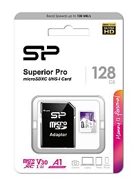 SILICON POWER κάρτα μνήμης Superior Pro microSDXC UHS-I, 128GB, Class 30 SP128GBSTXDU3V20AB