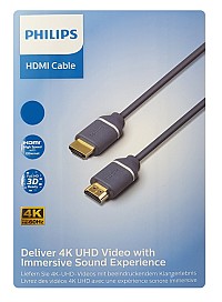 PHILIPS καλώδιο HDMI 2.0 SWV5650G, 4K/60Hz, 18Gbps, copper, 5m, γκρι SWV5650G-00