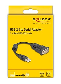 DELOCK αντάπορας USB σε RS-232 64276, 460.8Kbps, 0.25m, μαύρος 64276