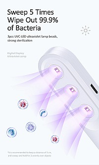 USAMS UV Αποστειρωτής ultra mini US-ZB159,με οθόνη & μπαταρία, λευκός ZB159XDD01