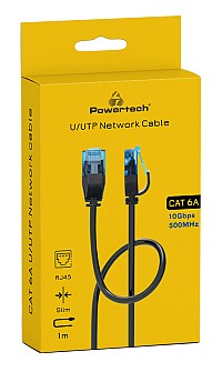 POWERTECH καλώδιο δικτύου PTR-0142 Cat 6a U/UTP, copper, slim, 1m, μαύρο PTR-0142