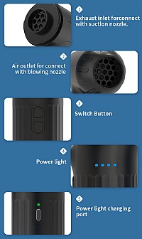 KINZIR 2 σε 1 σκουπάκι χειρός & air duster VC16, LED, 90W 7500mAh, μαύρο KNZ-VC16