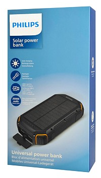 PHILIPS ηλιακό power bank DLP7726N με φακό, 20000mAh, 15W, μαύρο DLP7726N-00