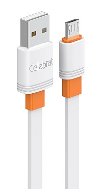 CELEBRAT καλώδιο micro USB σε USB CB-33M, flat, 10.5W, 1m, λευκό CB-33A-M-WH