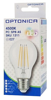 OPTONICA LED λάμπα A60 Filament 1311, 8W, 4500K, E27, 810lm OPT-1311