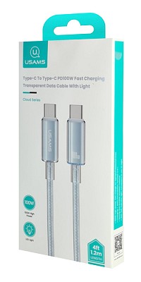 USAMS καλώδιο USB-C σε USB-C US-SJ660, 100W, 480Mbps, 1.2m, μπλε SJ660USB03