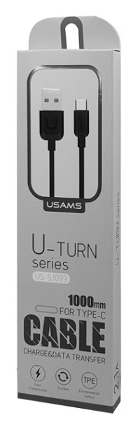 USAMS καλώδιο USB σε USB-C US-SJ099 U-Turn, 10.5W, 1m, μαύρο TCUSBXD01