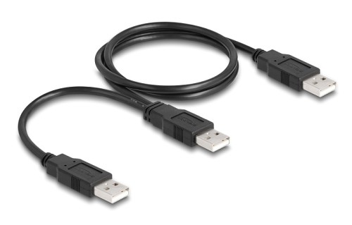 DELOCK καλώδιο USB σε 2x USB 80000, 480Mbps, 70cm, μαύρο 80000