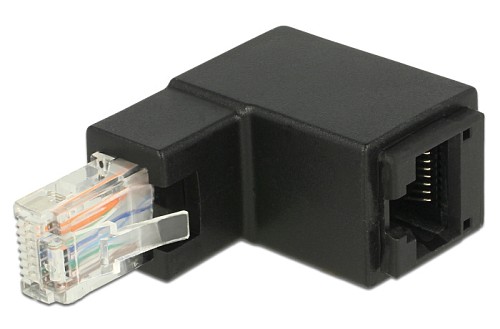 DELOCK αντάπτορας RJ45 86424, CAT 6 UTP, γωνιακός 90°, μαύρος 86424