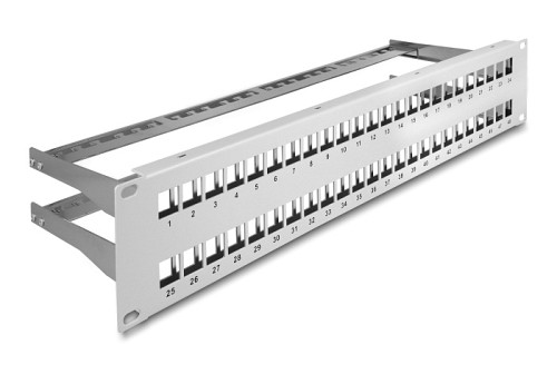 DELOCK Keystone patch panel 66879, 19"/2U, 48x ports, γκρι 66879