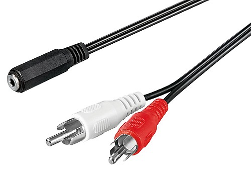 GOOBAY καλώδιο 3.5mm θηλυκό σε 2x RCA αρσενικό 50442, 1.4m, μαύρο 50442