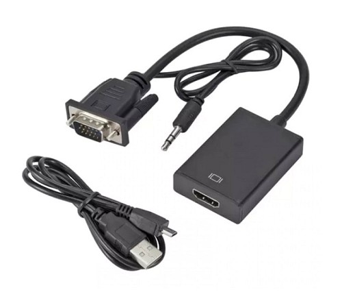 POWERTECH αντάπτορας VGA & 3.5mm σε HDMI PTH-078, μαύρος PTH-078