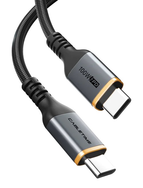 CABLETIME καλώδιο USB-C CT-CM100, 100W PD, 2m, μαύρο CT-CM100-AG2