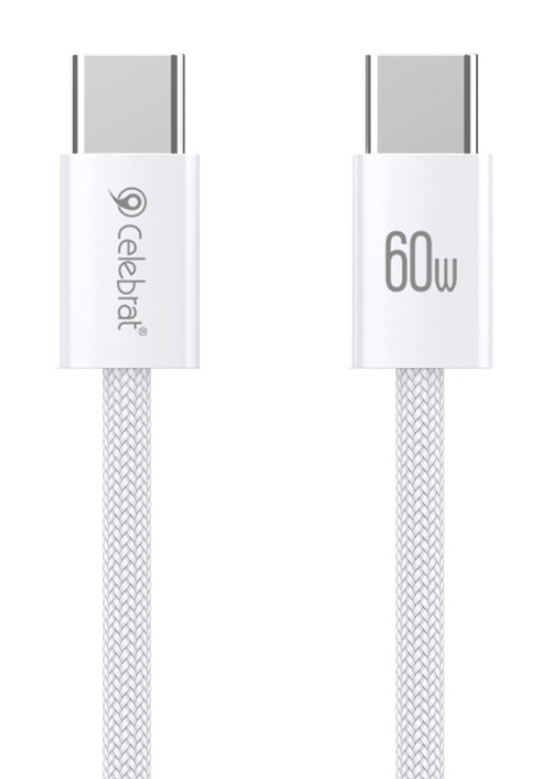 CELEBRAT καλώδιο USB-C U600, 60W, 480Mbps, 1m, λευκό U600-WH