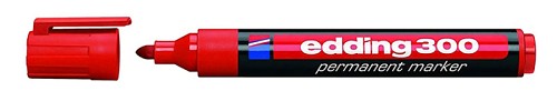 EDDING ανεξίτηλος μαρκαδόρος 300, 1.5-3mm, επαναγεμιζόμενος, κόκκινος 4-300002