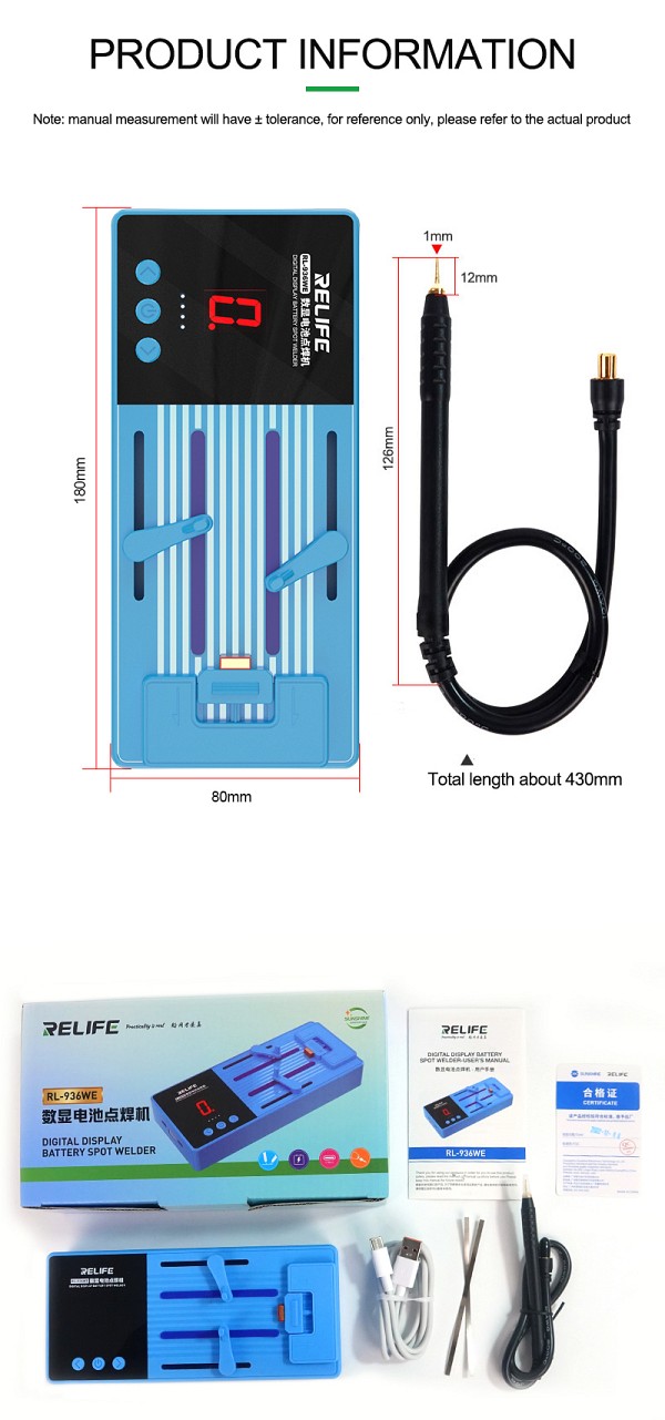 RELIFE ηλεκτροπόντα μπαταριών RL-936WE, 6 επίπεδα, 3200mAh RL-936WE