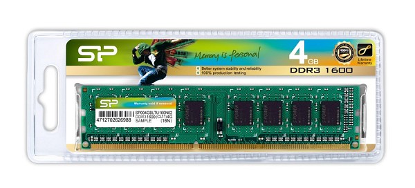 SILICON POWER μνήμη RAM DDR3, 1600MHz PC3-12800, 1.5V, 4GB SP004GBLTU160N02