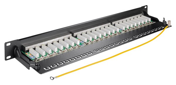 GOOBAY patch panel 90854, 19/1U, 24x ports, CAT 6a STP, μαύρo 90854