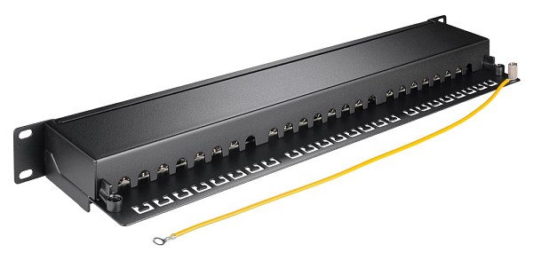 GOOBAY patch panel 90854, 19/1U, 24x ports, CAT 6a STP, μαύρo 90854