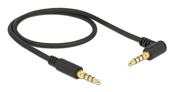 DELOCK καλώδιο Jack stereo σε Jack stereo 4pin 3.5mm, 90°, μαύρο, 0.5m 85607