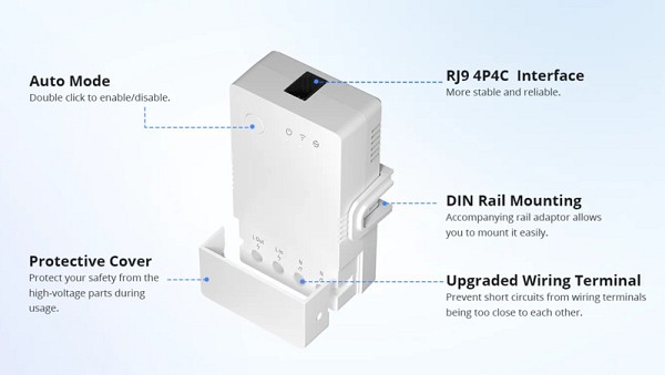 SONOFF smart διακόπτης ελέγχου θερμοκρασίας/υγρασίας THR320, Wi-Fi, 20A THR320