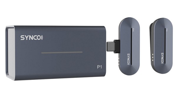 SYNCO ασύρματο μικρόφωνο P1T με θήκη φόρτισης, USB-C, 2.4GHz, γκρι SY-P1T-BK