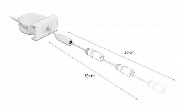 DELOCK module καλώδιο τροφοδοσίας Easy 45 81376, ανασυρόμενο 50cm, λευκό 81376