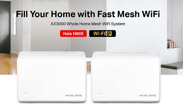 MERCUSYS Mesh Wi-Fi 6 System Halo H80X, 3Gbps Dual Band, 2τμχ, Ver. 1.0 HALO-H80X-2PACK