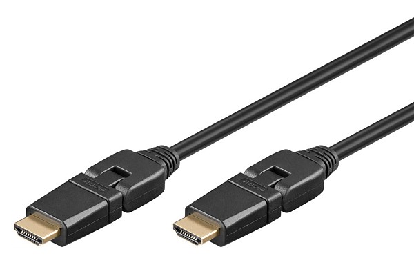 GOOBAY καλώδιο HDMI 61286 με Ethernet, 360°, 4K/60Hz, 18 Gbps, 2m, μαύρο 61286