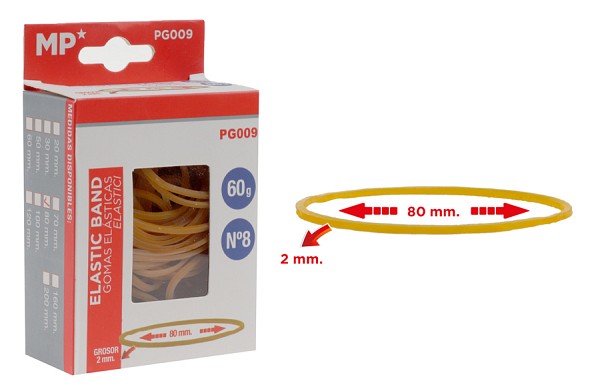 MP λαστιχάκια συσκευασίας PG009 σε κουτί, No8, 2x80mm, 60g PG009