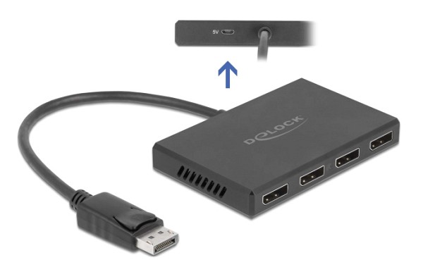 DELOCK DisplayPort splitter 87794, 4 σε 1, Dual Mode, 4K, μαύρο 87794