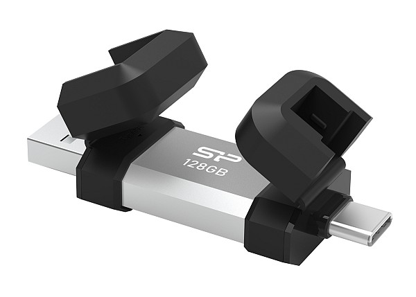 SILICON POWER USB Flash Drive C51, USB/USB-C, 128GB, 120MBps, ασημί SP128GBUC3C51V1S