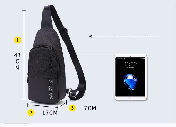 ARCTIC HUNTER τσάντα Crossbody XB0058, 5L, μαύρη XB0058-BK