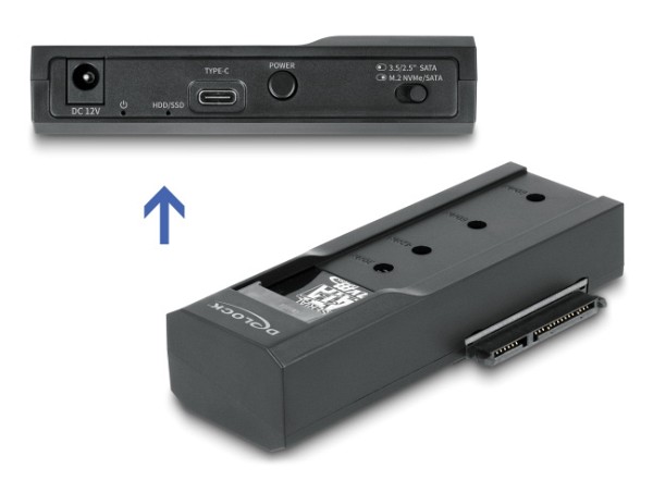 DELOCK docking station 64253 για M.2 NVMe/SATA SSD & HDD, 10Gbps, μαύρο 64253