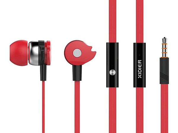 CELEBRAT earphones με μικρόφωνο D1, 3.5mm, Φ10mm, 1.2m flat, κόκκινα D1-RD