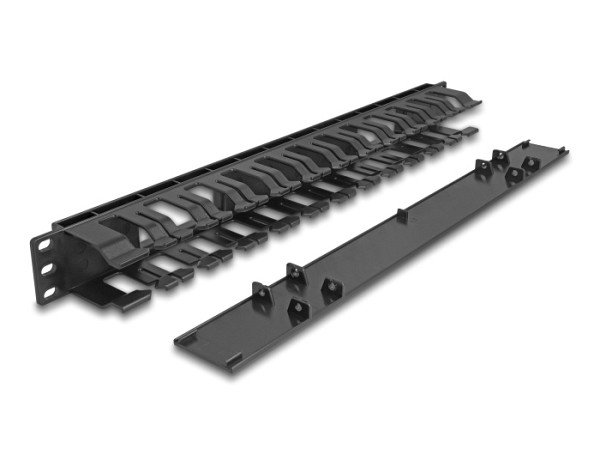 DELOCK cable management 67021 για rack 19/1U, 2 ανοίγματα, πλαστικό, μαύρο 67021