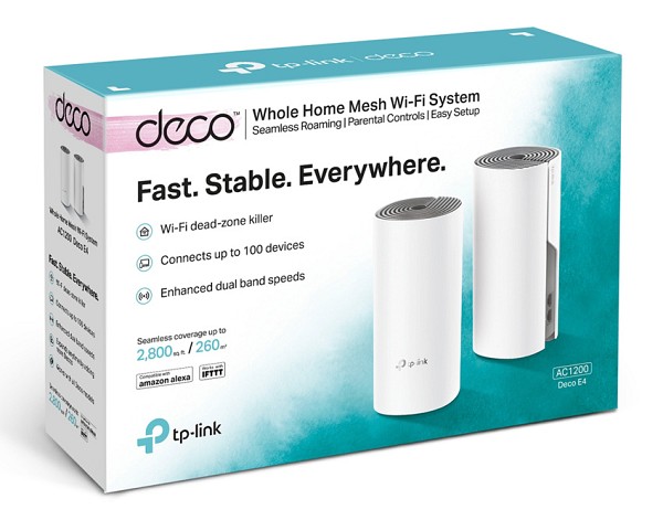 TP-LINK Home Mesh Wi-Fi System DECO E4, AC1200, 2τμχ, Ver. 2.0 DECO-E4-2PACK