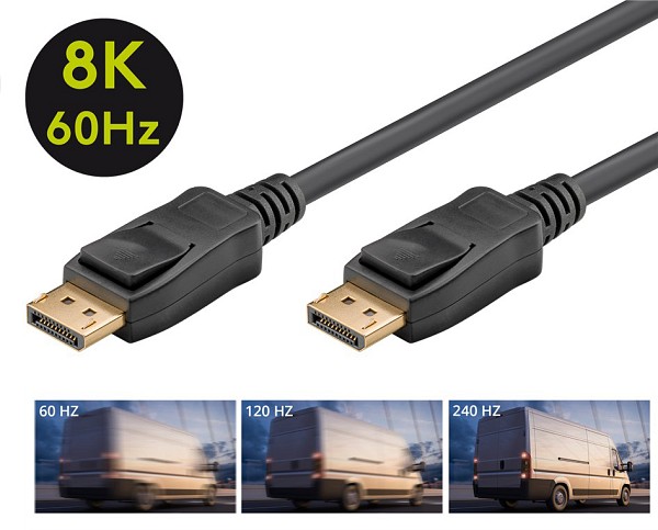 GOOBAY καλώδιο DisplayPort 61698, 8K/60Hz, 32.4 Gbps, 3m, μαύρο 61698