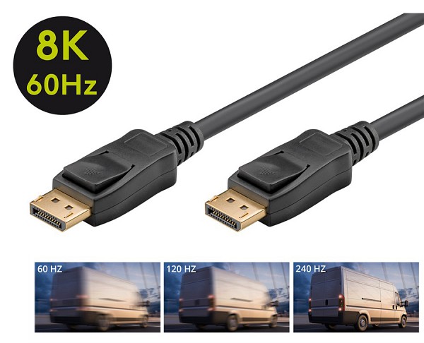 GOOBAY καλώδιο DisplayPort 65809 Certified, 8K/60Hz 32.4 Gbps, 2m, μαύρο 65809