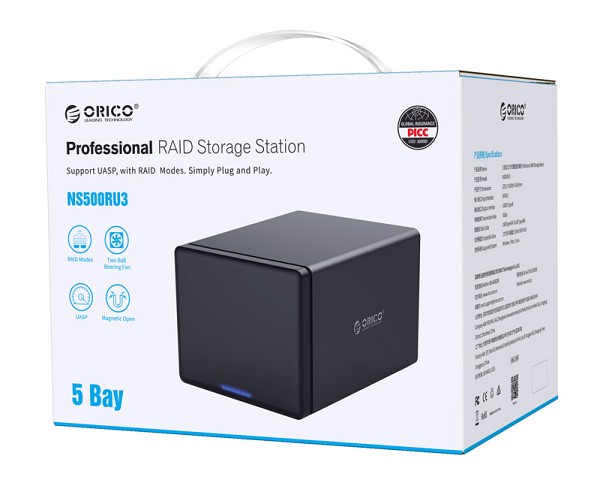 ORICO NAS για 5x 3.5 HDD NS500RU3 USB 3.0, 5Gbps, έως 80TB, μαύρη NS500RU3-EU-BK-BP