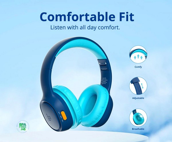 TRONSMART headphones για παιδιά KH02, ασύρματα & ενσύρματα, μπλε 1078349