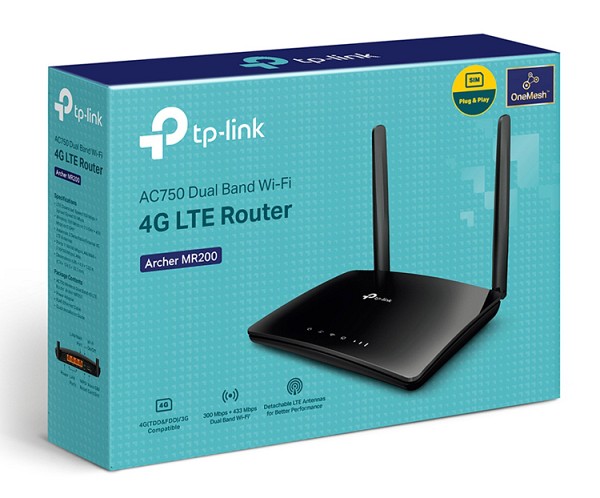 TP-LINK router Archer MR200, 4G LTE, Wi-Fi 750Mbps AC750, Ver. 5.2 ARCHER-MR200