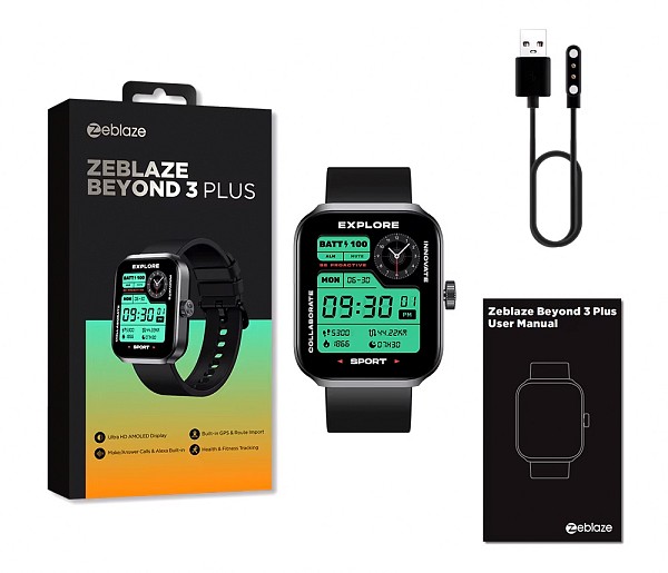 ZEBLAZE smartwatch Beyond 3 Plus, heart rate, 1.78 AMOLED, GPS, 3 ATM, μαύρο BEYOND3PLUS-BK